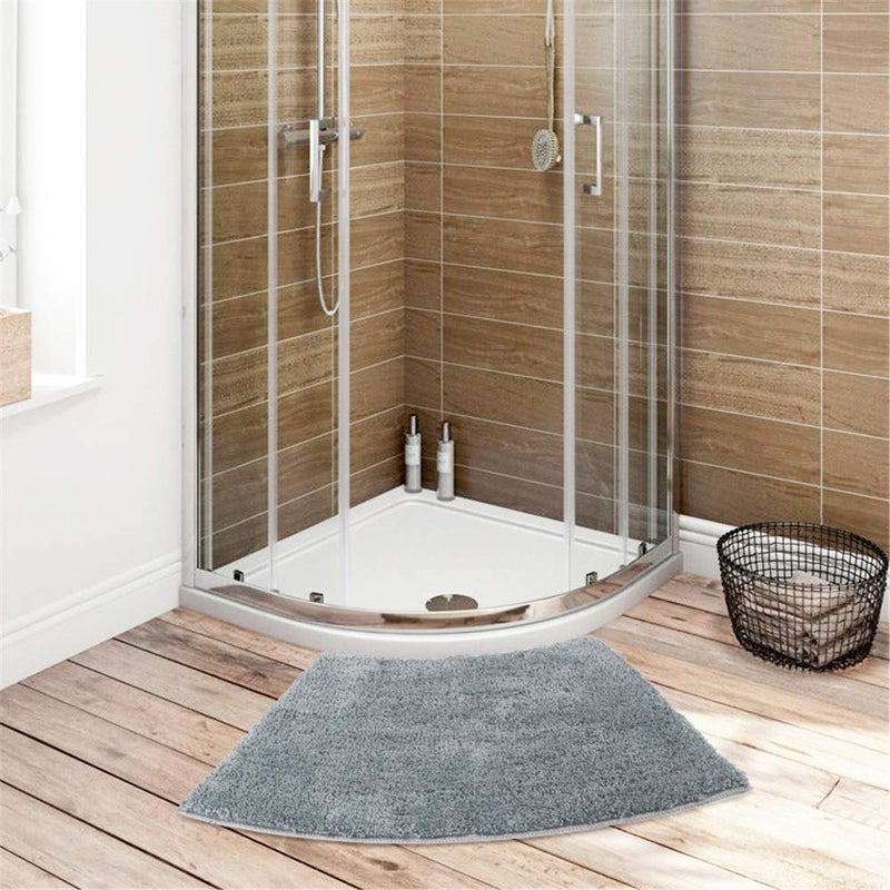 Seavish Shag Bathroom Rug, Non Slip Microfiber Soft Absorbent Shower Mats Washable Bath Rug Runner Floor Door Carpet 2ft Round inches, Luxury White - Image 1